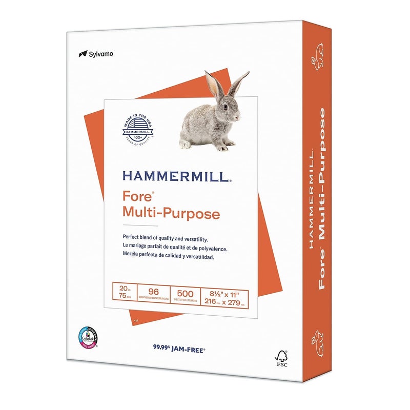 Hammermill Printer Paper, Fore Multipurpose 20 lb Copy Paper, 8.5 x 11 - 96 Bright, Made in the USA, 103267 (1 Ream, 500 Sheets Total) - Image 1